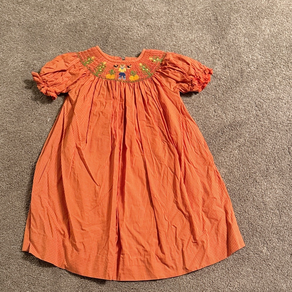 Smocked Autumn Gingham Kids Dress